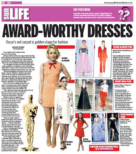 Rachel Sin Talks Oscar Trends in the Toronto Star